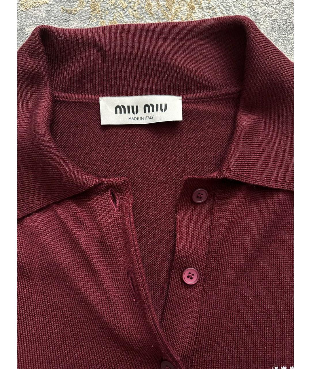 MIU MIU Бордовая футболка, фото 4