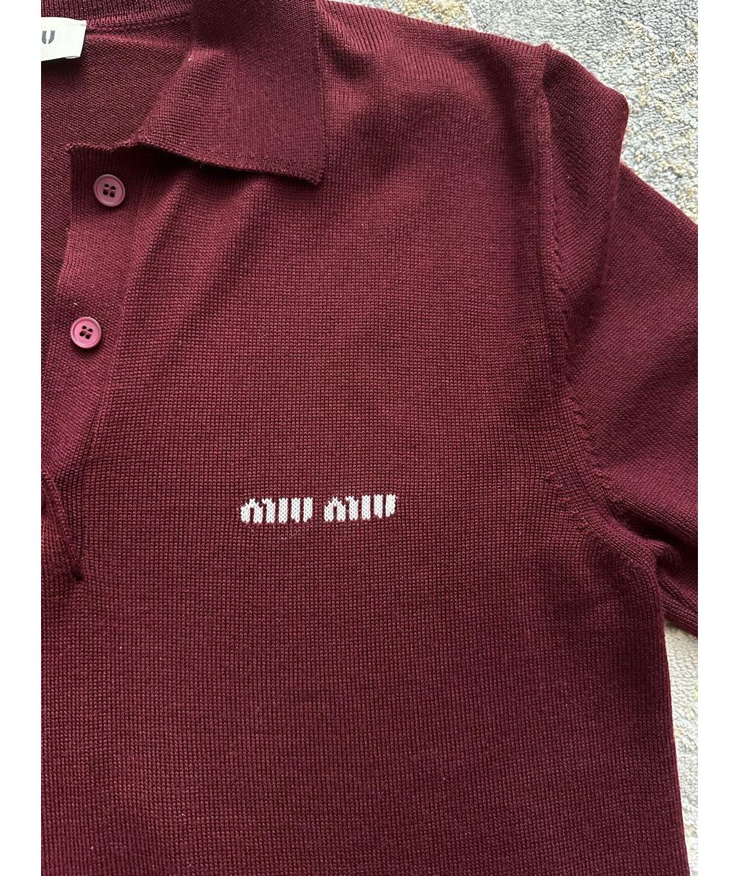MIU MIU Бордовая футболка, фото 3