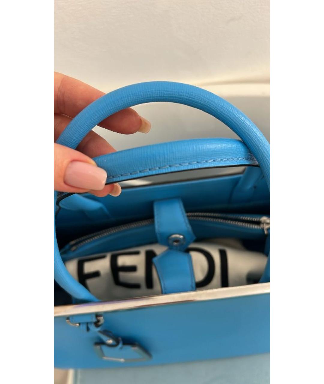 FENDI Голубая кожаная сумка тоут, фото 4