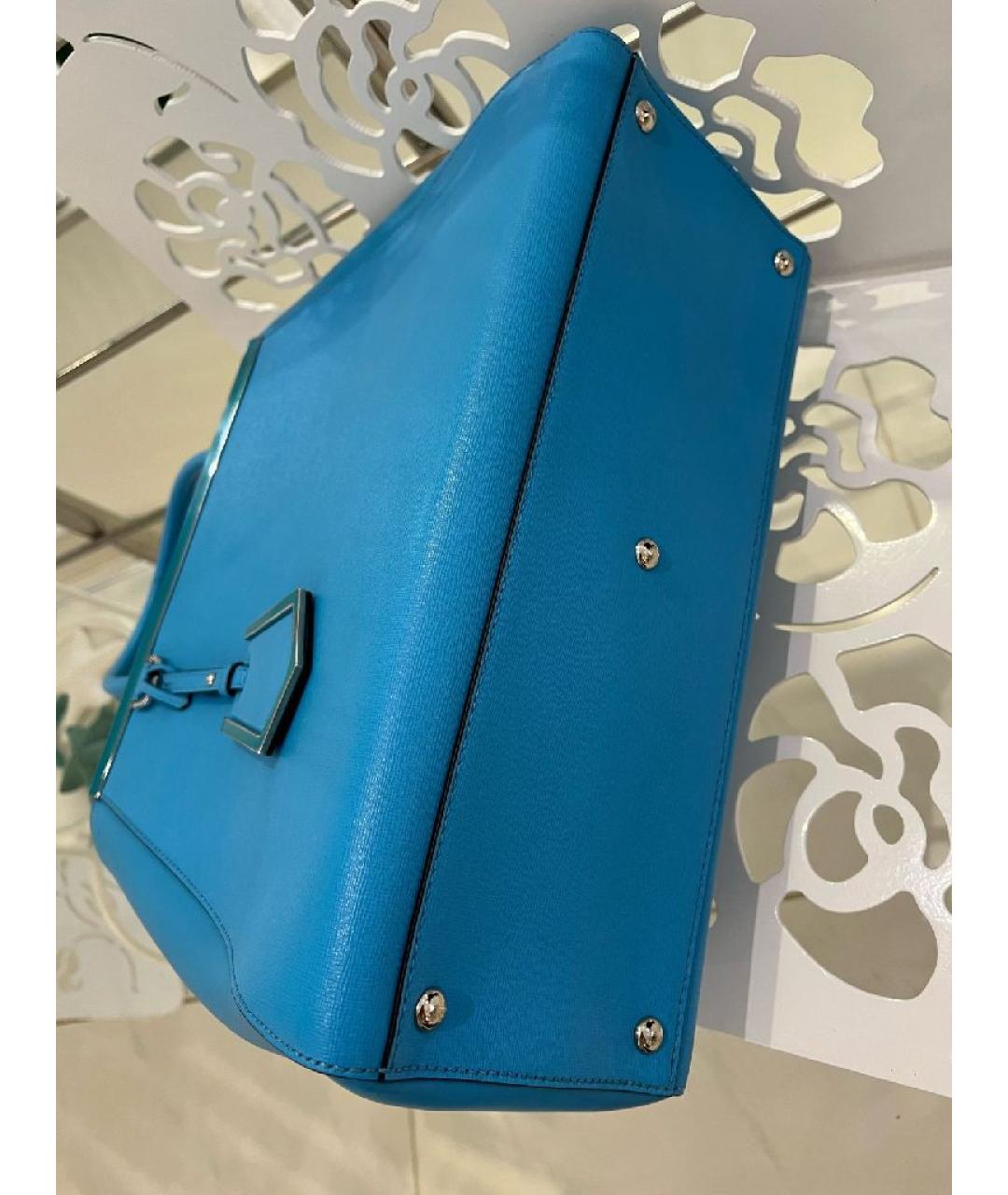 FENDI Голубая кожаная сумка тоут, фото 3