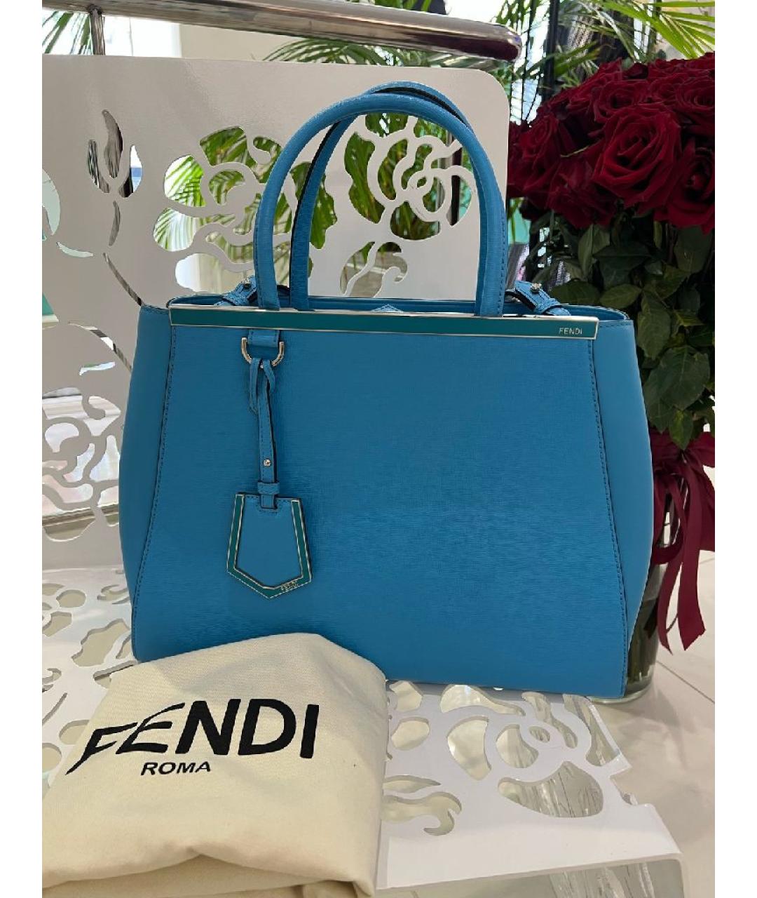 FENDI Голубая кожаная сумка тоут, фото 7