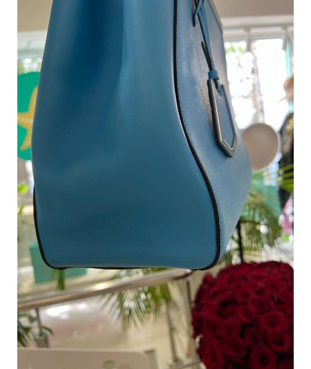 FENDI Голубая кожаная сумка тоут, фото 5