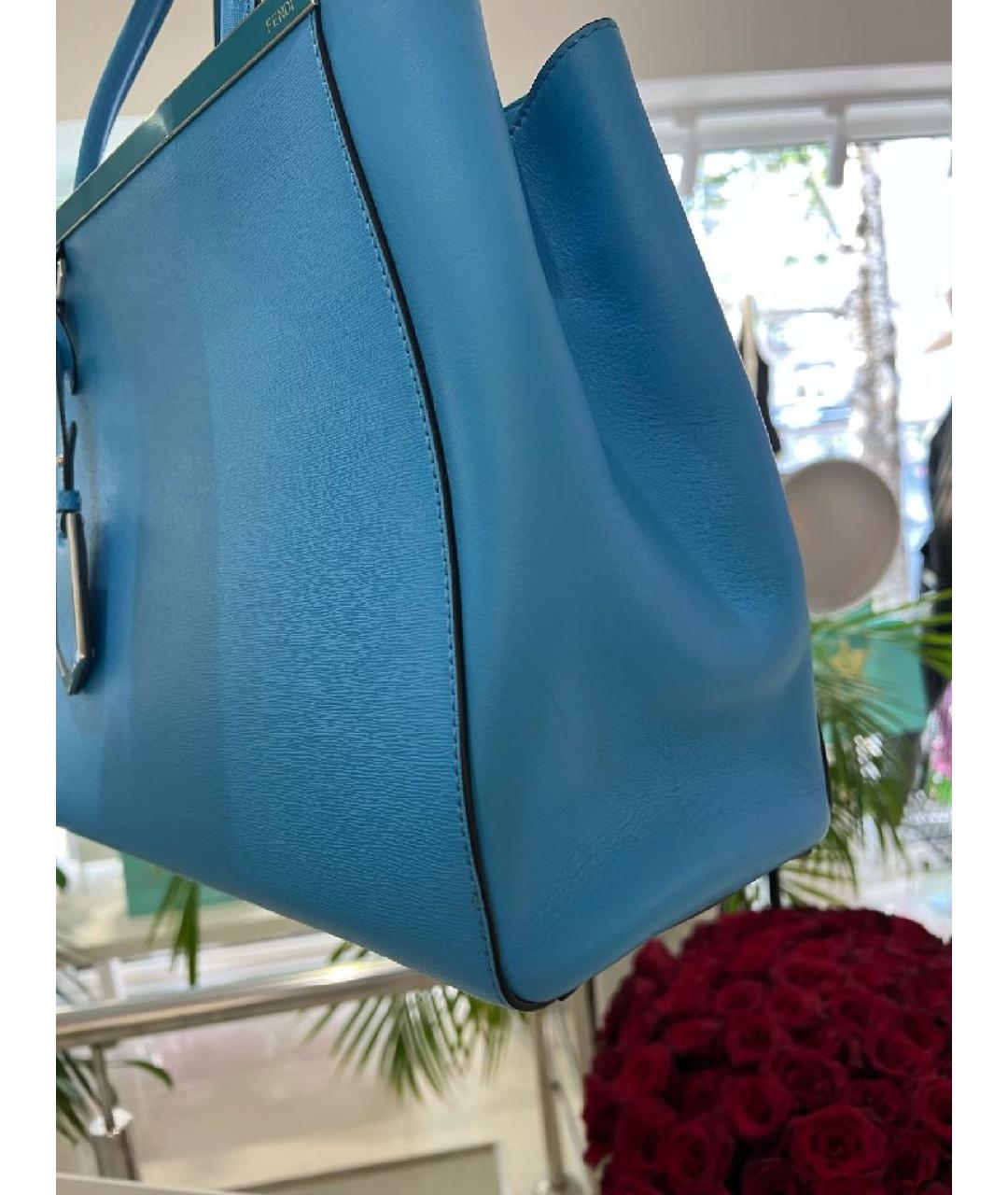 FENDI Голубая кожаная сумка тоут, фото 6