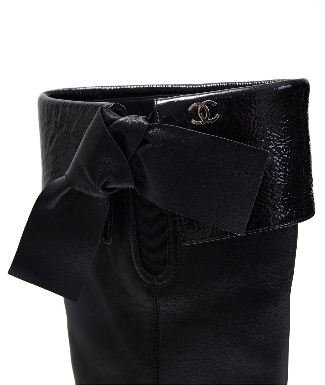 CHANEL Черные кожаные сапоги, фото 5