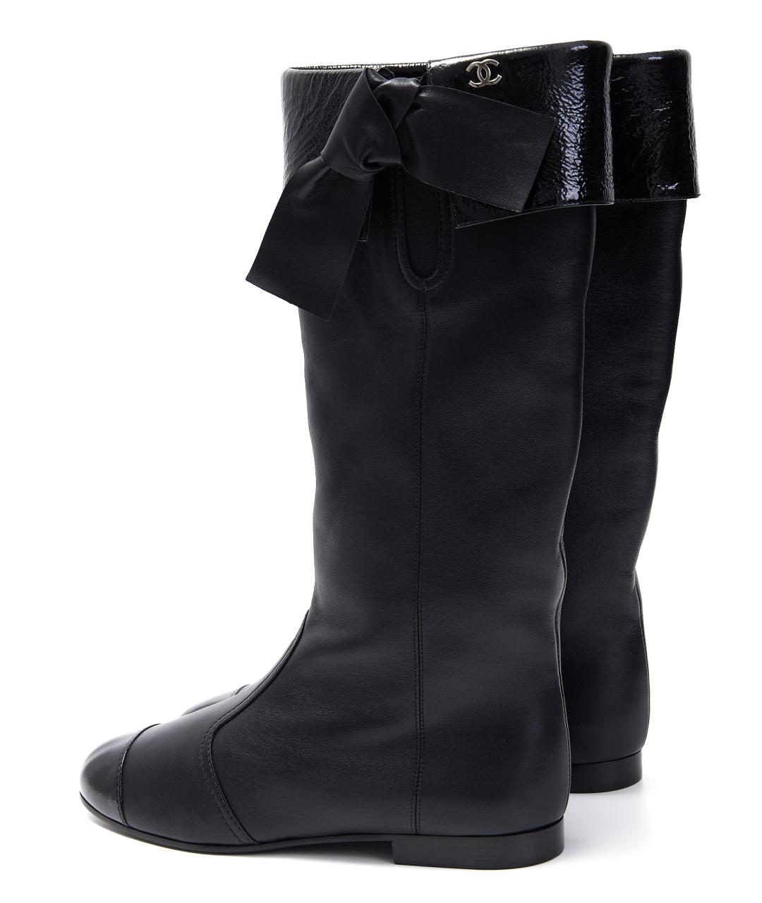 CHANEL Черные кожаные сапоги, фото 3