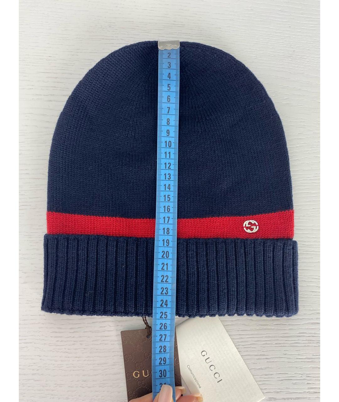 GUCCI Темно-синяя шерстяная шапка, фото 8