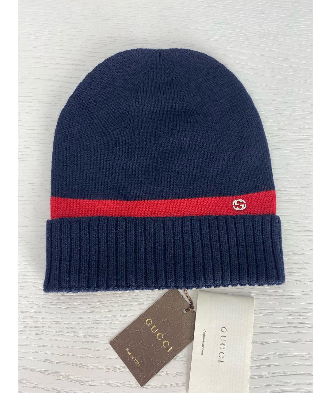 GUCCI Темно-синяя шерстяная шапка, фото 9