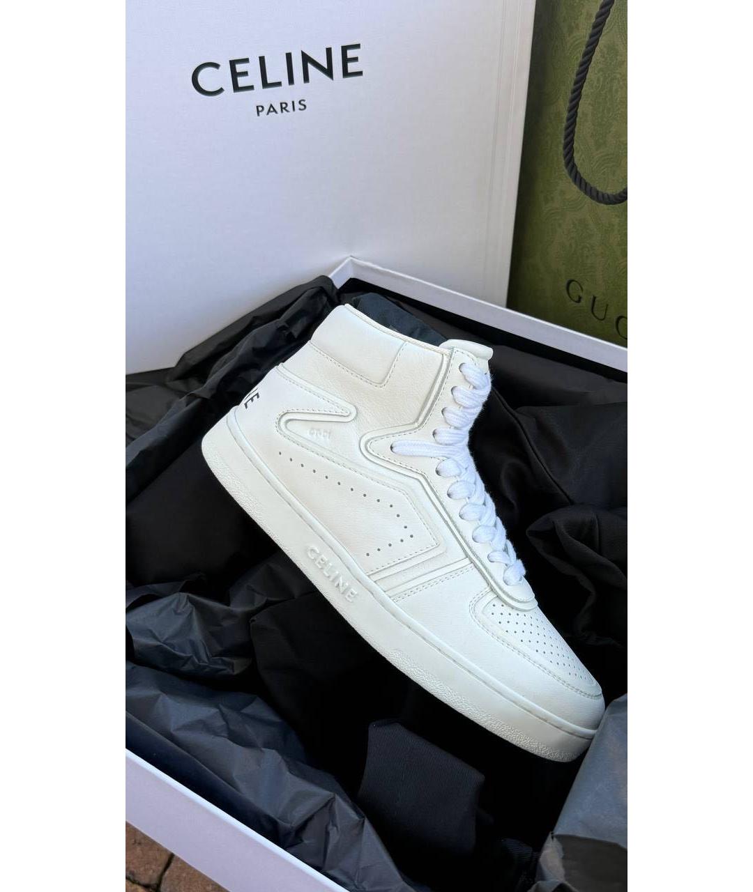 CELINE Белые кожаные кеды, фото 7