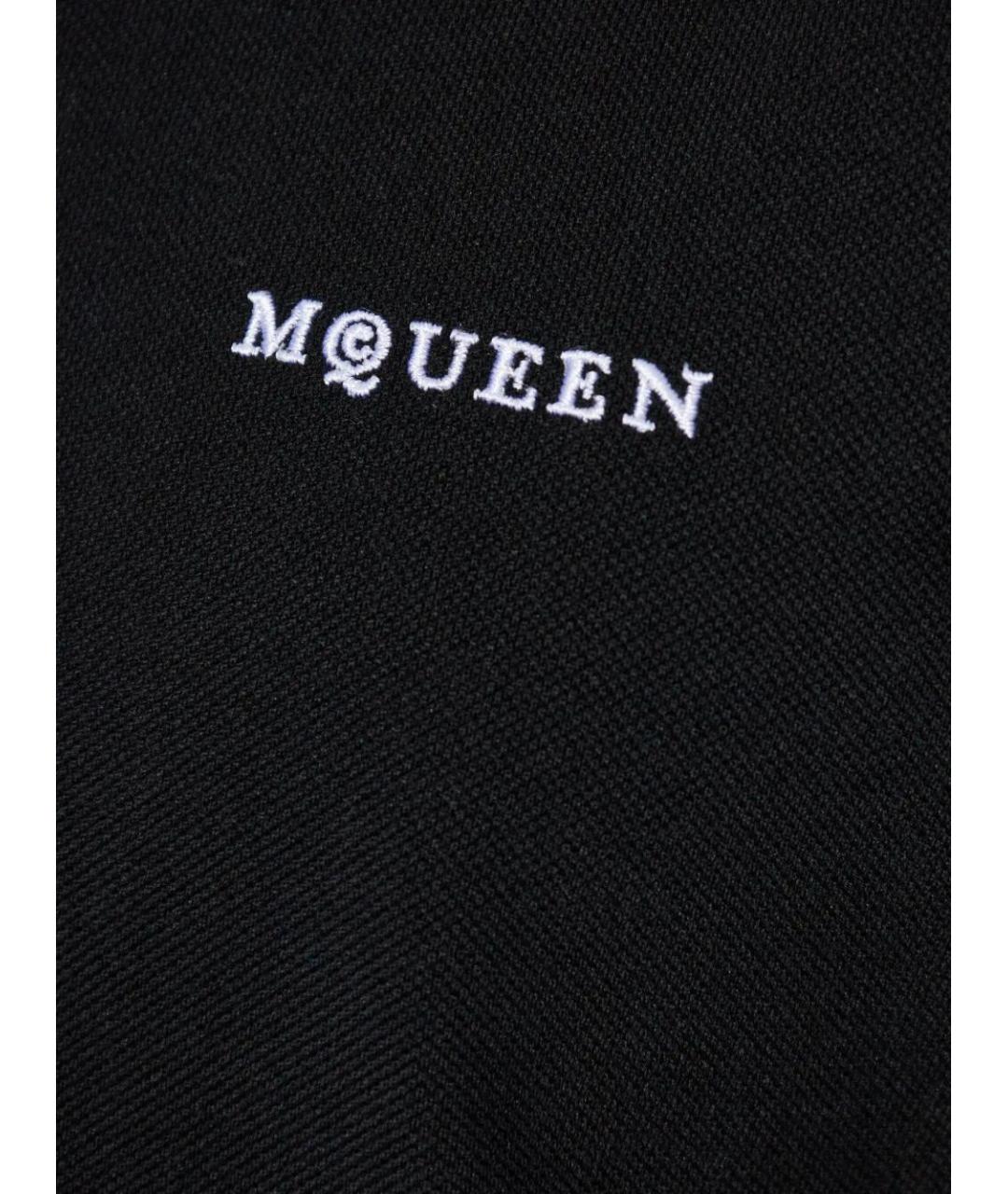 ALEXANDER MCQUEEN Черное хлопковое поло с коротким рукавом, фото 5