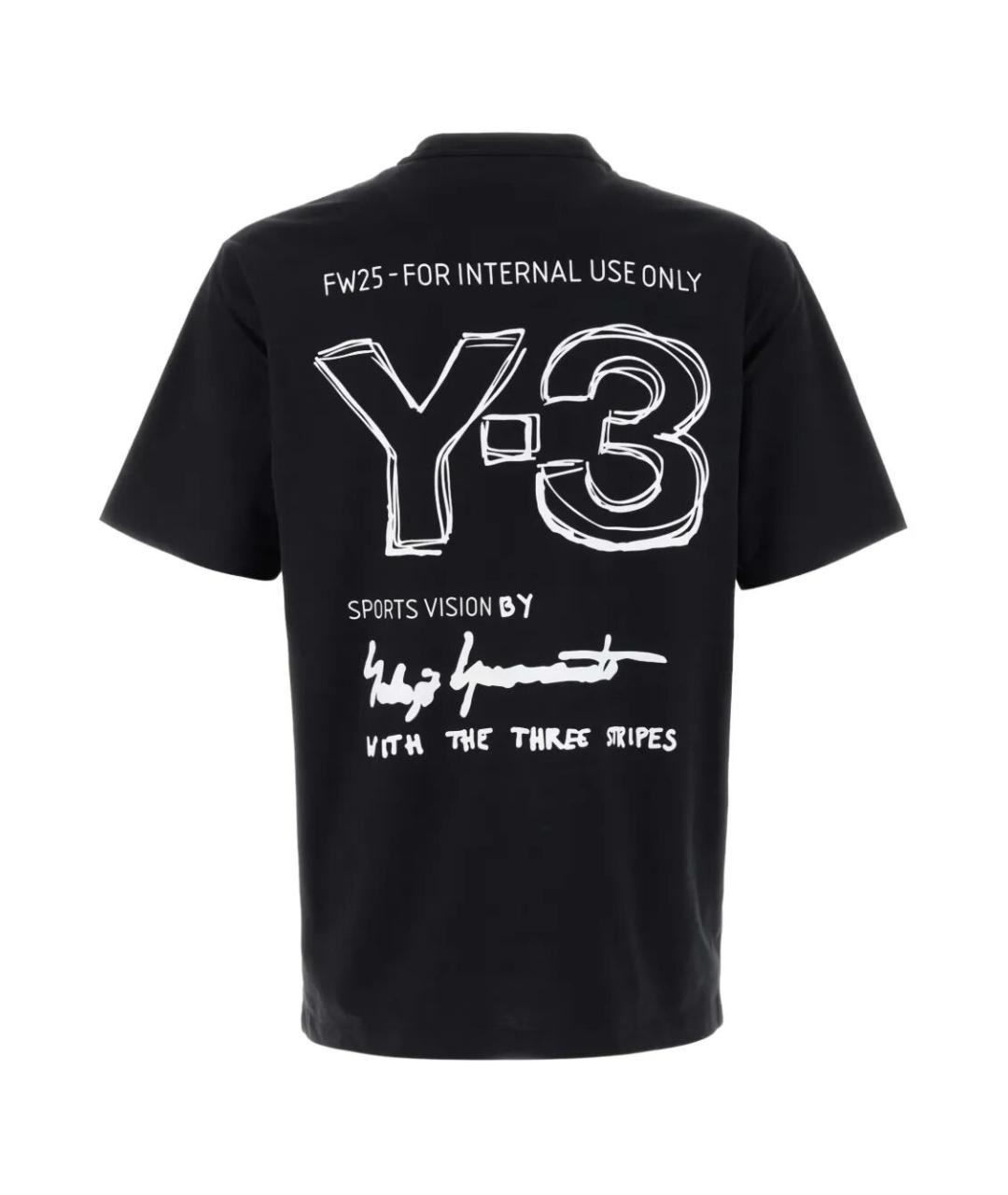 Y-3 Черная хлопковая футболка, фото 2