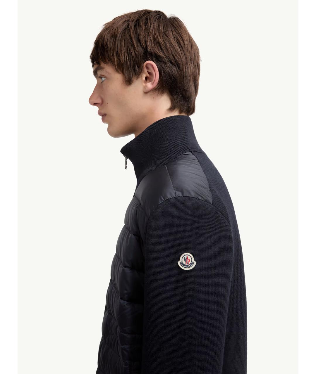 MONCLER Темно-синий полиамидовый кардиган, фото 5