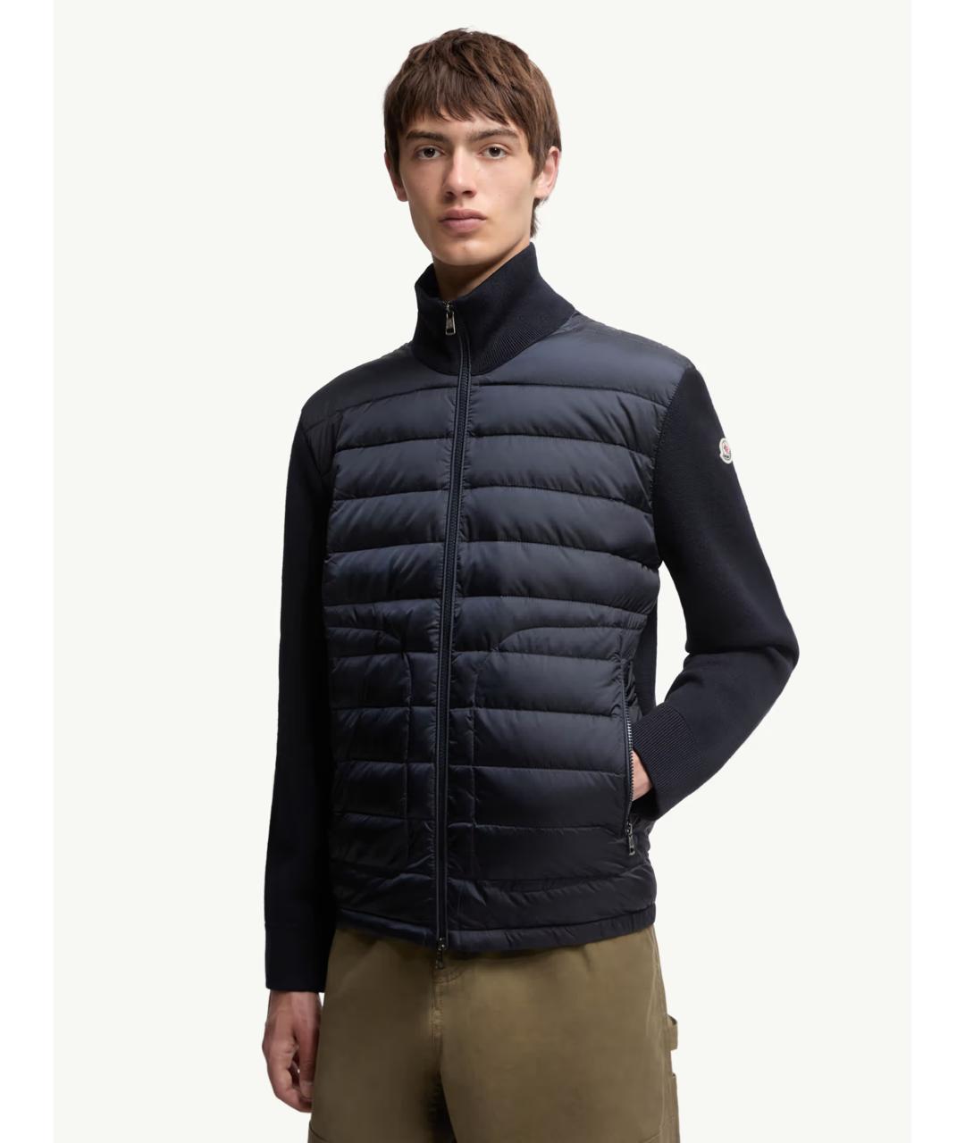MONCLER Темно-синий полиамидовый кардиган, фото 2