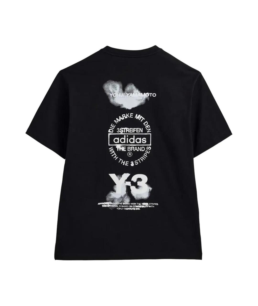 Y-3 Черная хлопковая футболка, фото 2