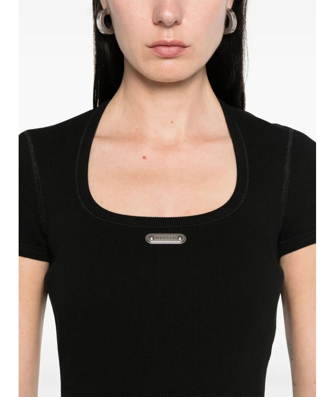 ALEXANDER MCQUEEN Черное хлопковое платье, фото 4