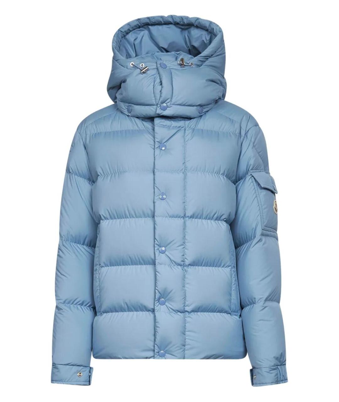 MONCLER Голубой полиэстеровый пуховик, фото 1