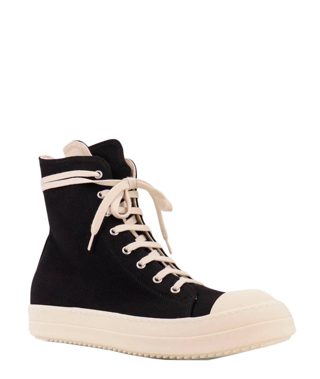 RICK OWENS DRKSHDW Черные текстильные высокие кроссовки / кеды, фото 2