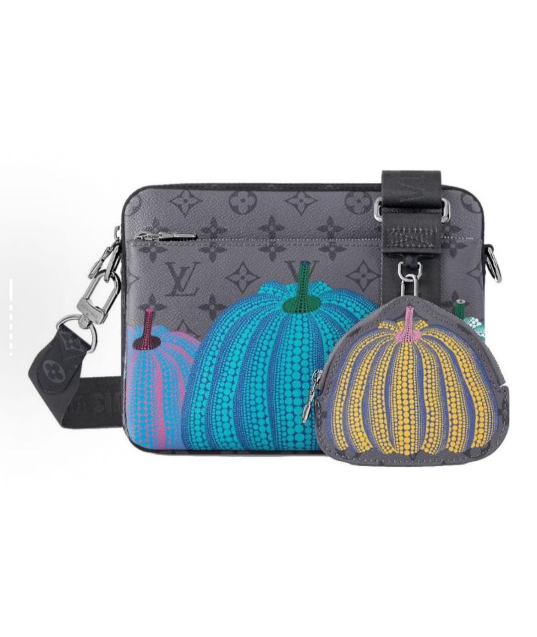 LOUIS VUITTON Серая кожаная сумка на плечо, фото 4