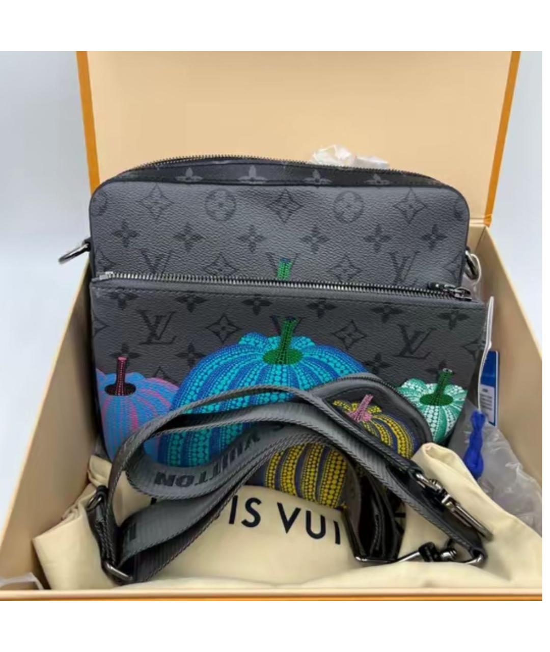 LOUIS VUITTON Серая кожаная сумка на плечо, фото 2