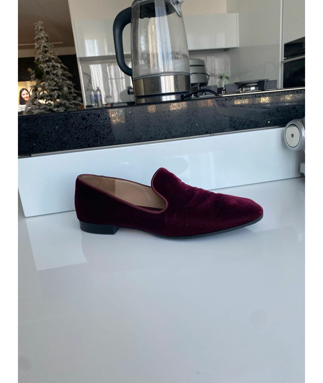 GIANVITO ROSSI Бордовые бархатные лоферы, фото 5