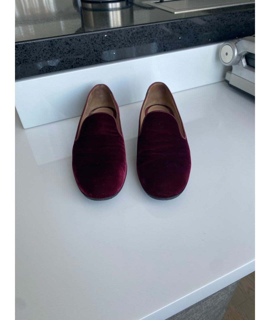 GIANVITO ROSSI Бордовые бархатные лоферы, фото 2