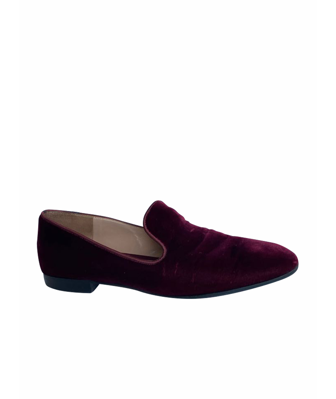 GIANVITO ROSSI Бордовые бархатные лоферы, фото 1