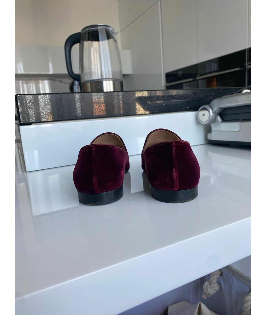 GIANVITO ROSSI Бордовые бархатные лоферы, фото 4
