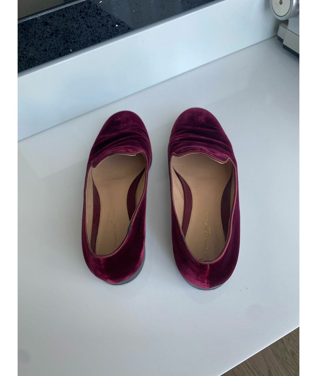 GIANVITO ROSSI Бордовые бархатные лоферы, фото 3