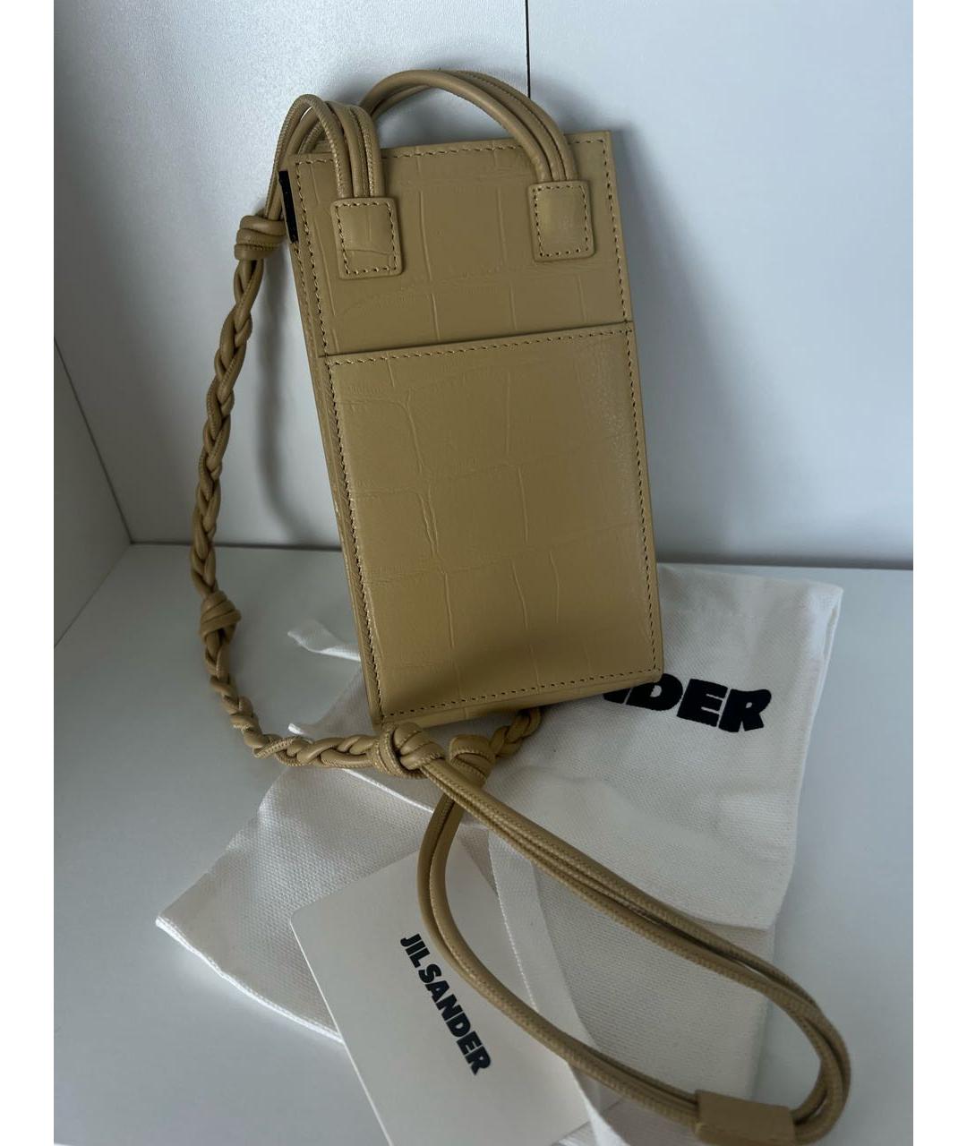 JIL SANDER Бежевая кожаная сумка через плечо, фото 2