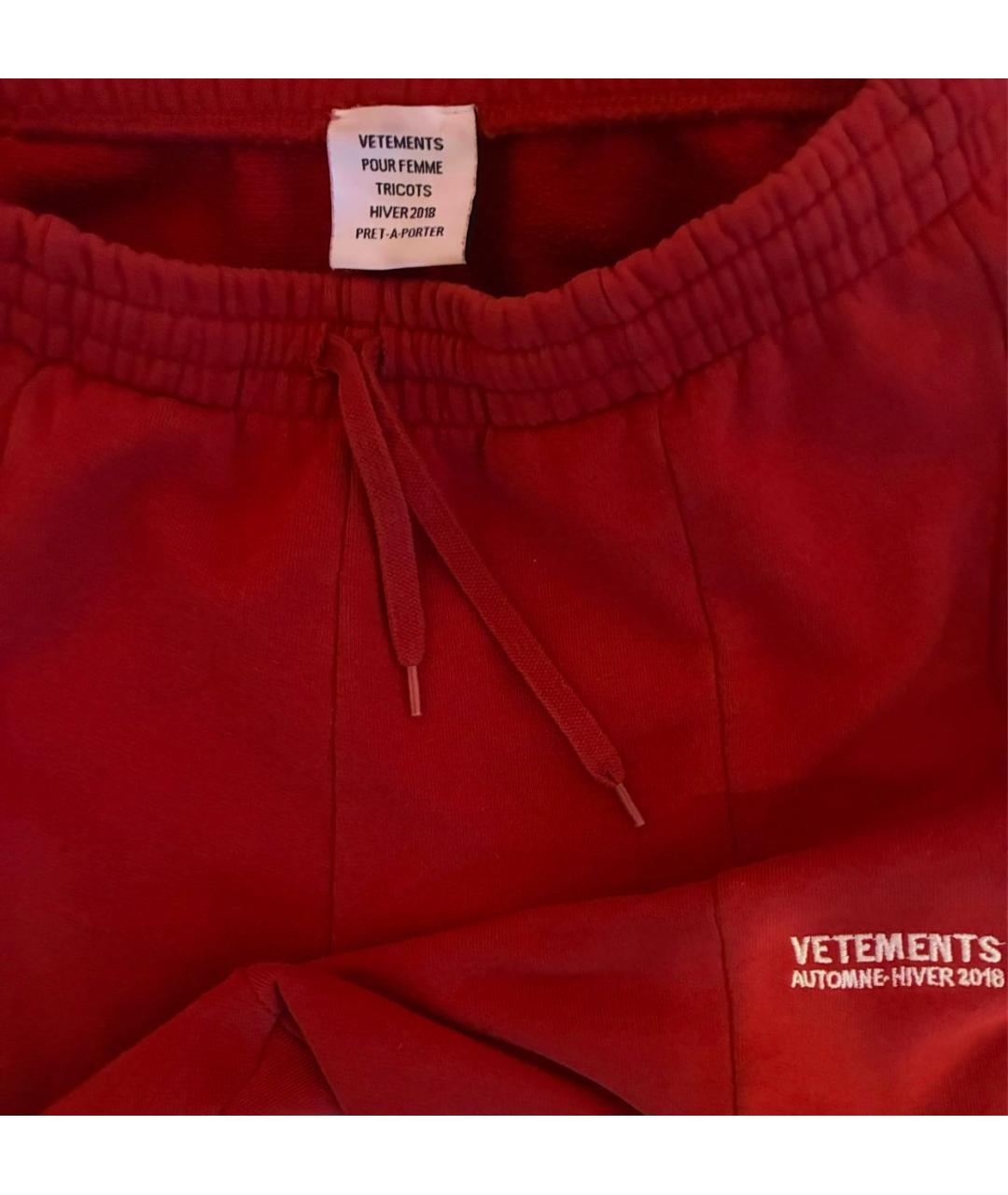 VETEMENTS Красные хлопковые спортивные брюки и шорты, фото 4
