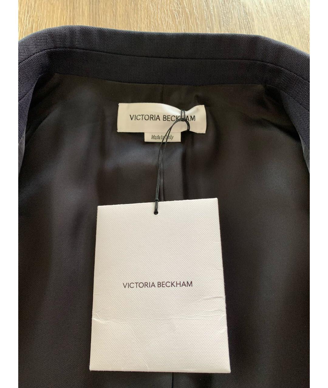 VICTORIA BECKHAM Темно-синий шерстяной жакет/пиджак, фото 4