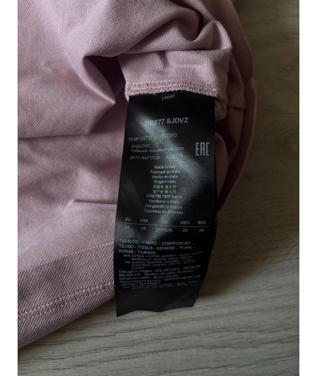 GIORGIO ARMANI Коралловое хлопковое поло с коротким рукавом, фото 3