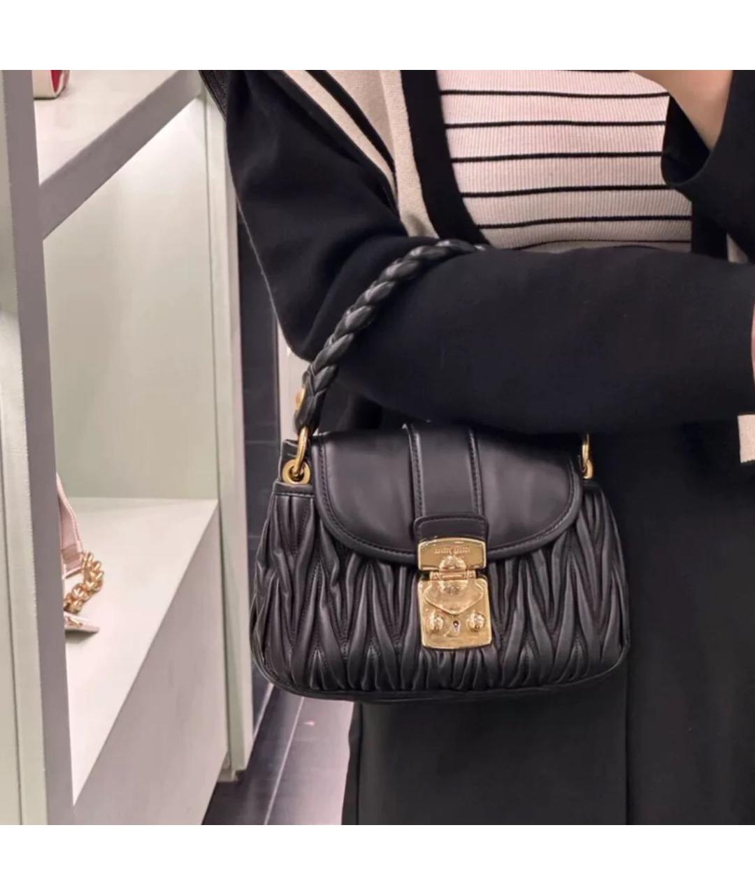MIU MIU Черная кожаная сумка тоут, фото 6