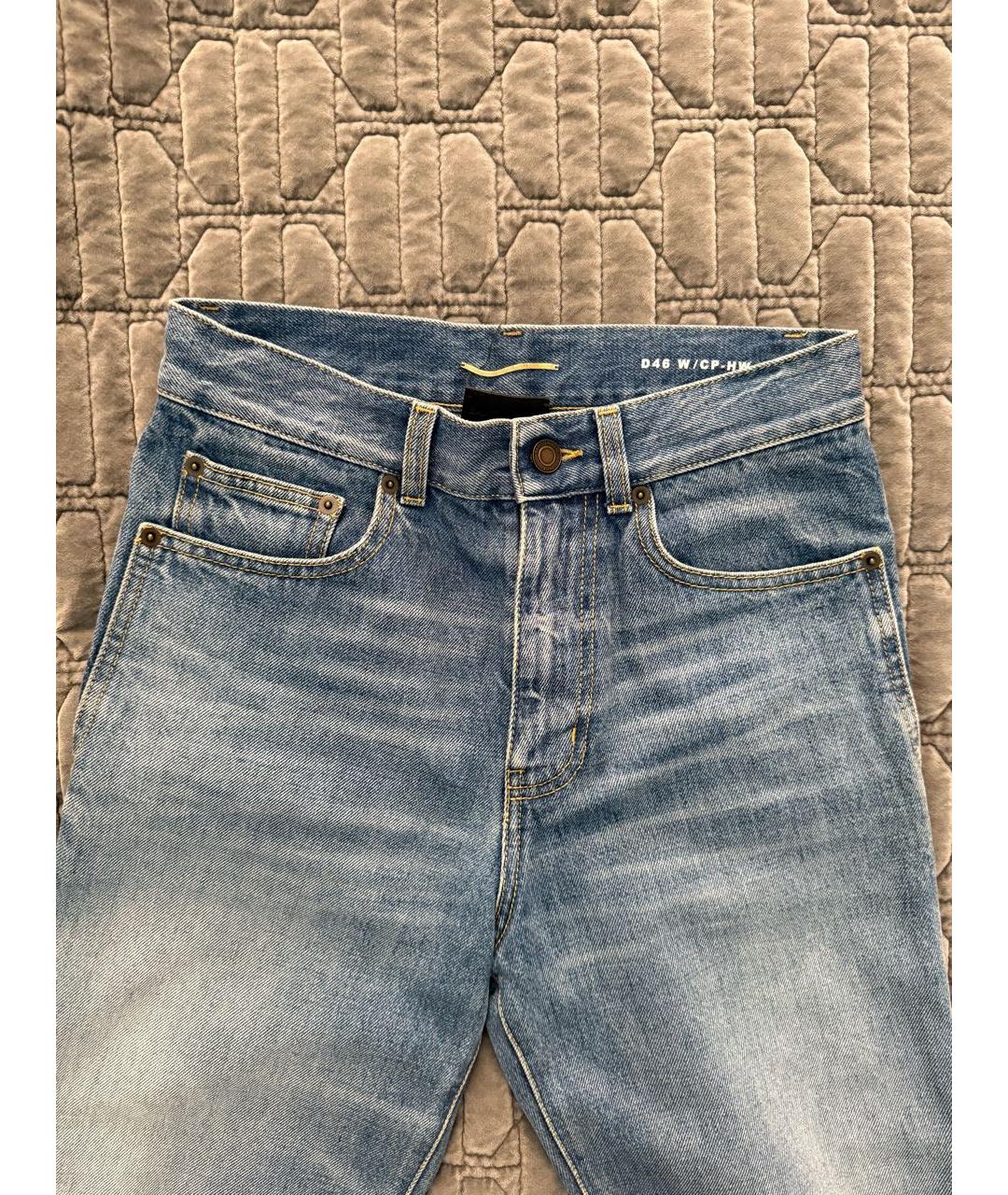 SAINT LAURENT Синие хлопковые прямые джинсы, фото 3