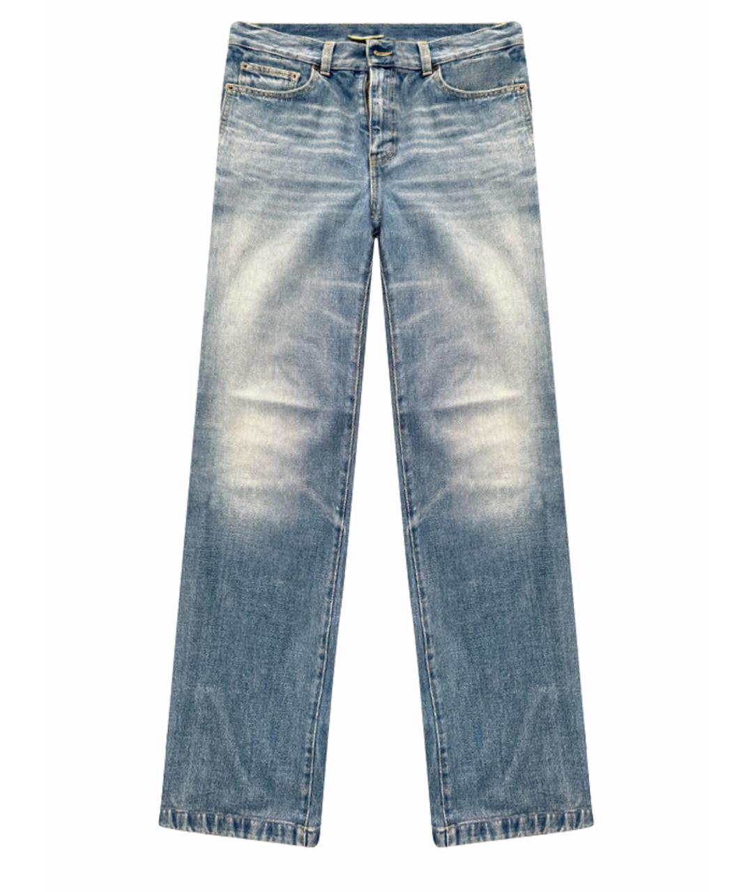 SAINT LAURENT Синие хлопковые прямые джинсы, фото 1