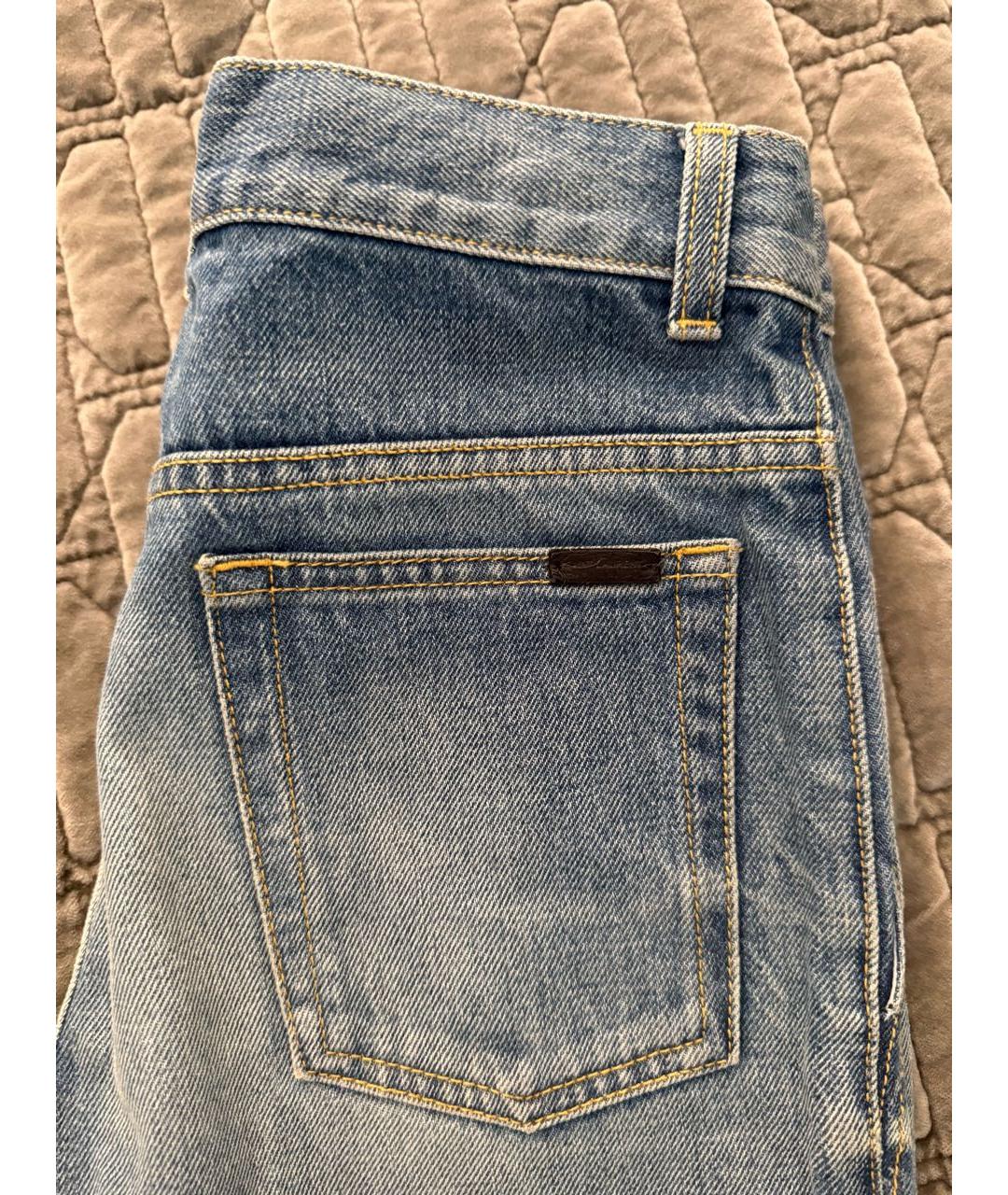 SAINT LAURENT Синие хлопковые прямые джинсы, фото 4