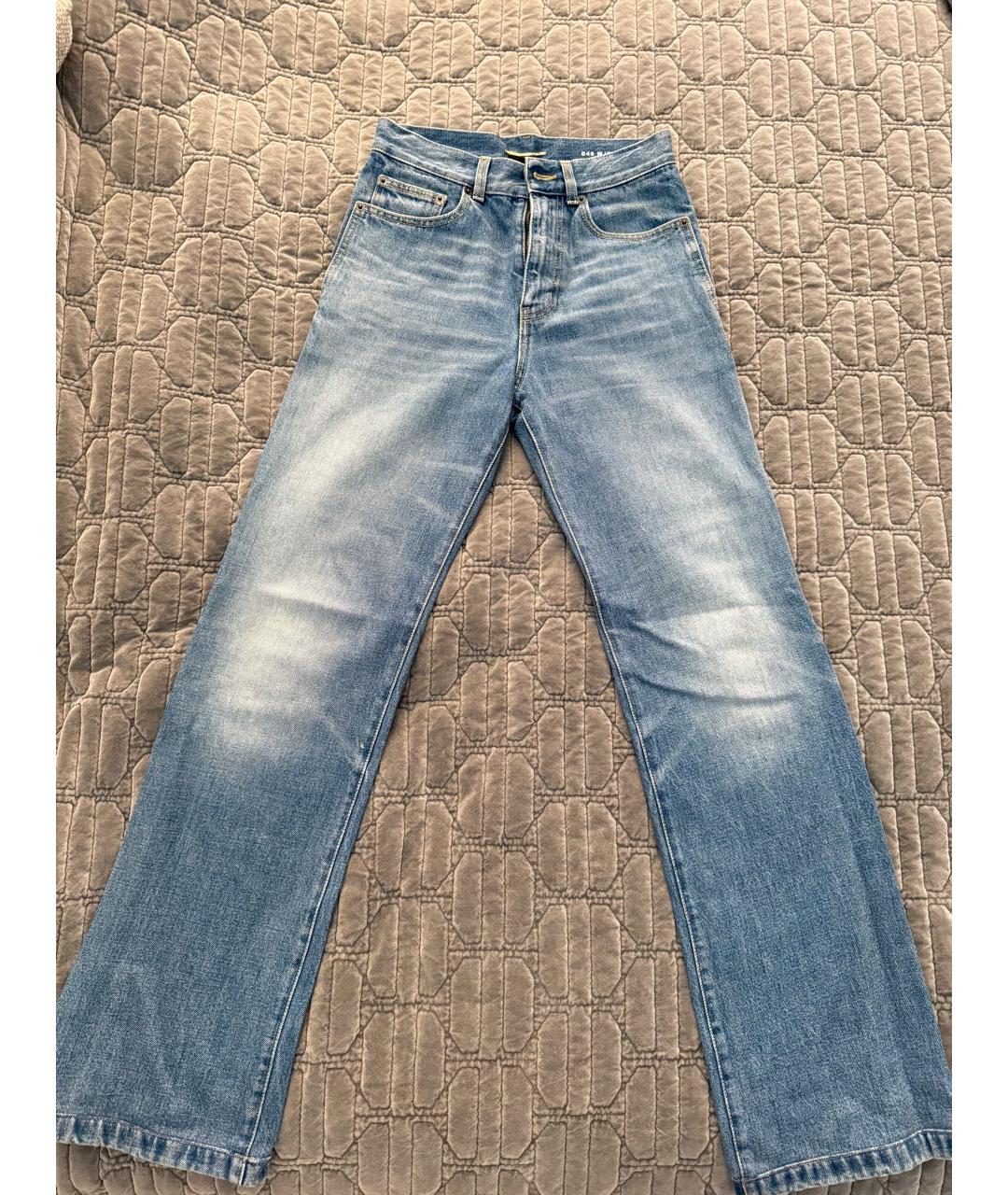SAINT LAURENT Синие хлопковые прямые джинсы, фото 6
