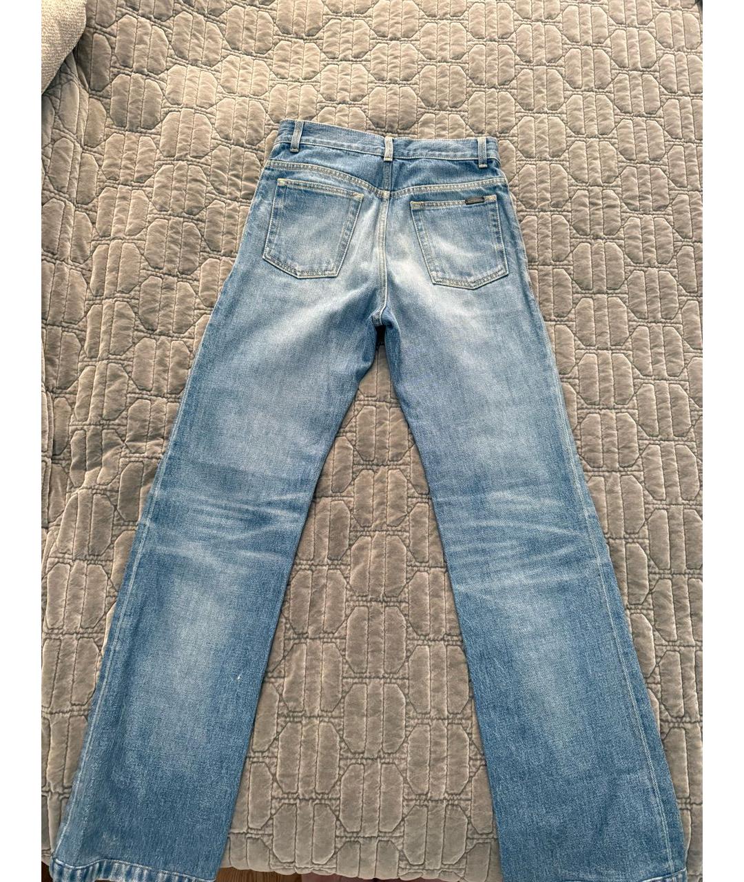 SAINT LAURENT Синие хлопковые прямые джинсы, фото 2