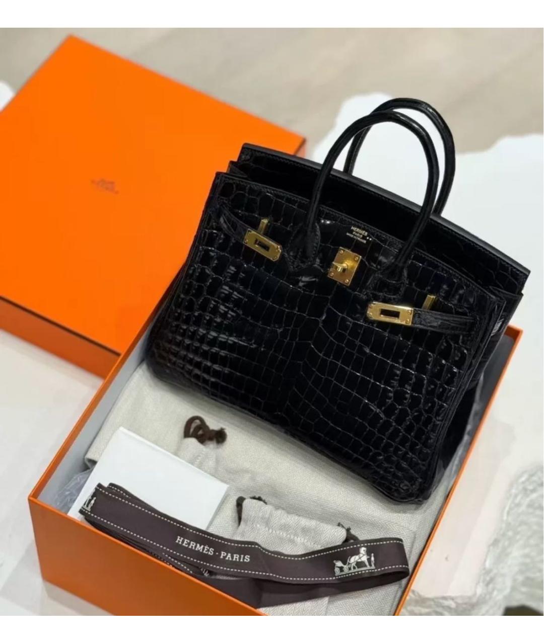 HERMES Черная кожаная сумка тоут, фото 2