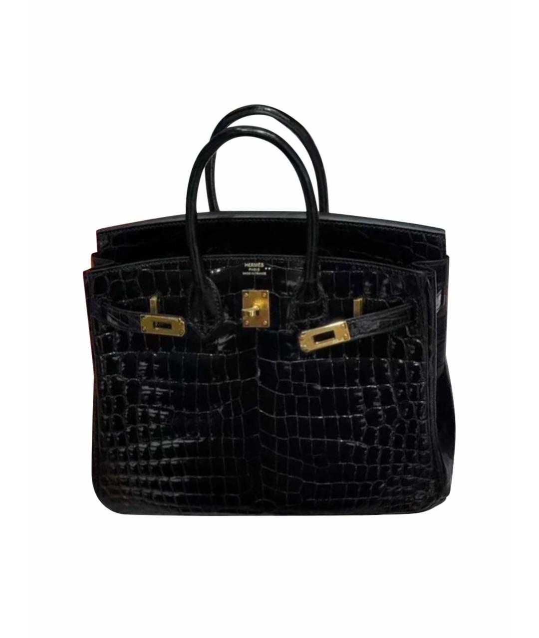 HERMES Черная кожаная сумка тоут, фото 3