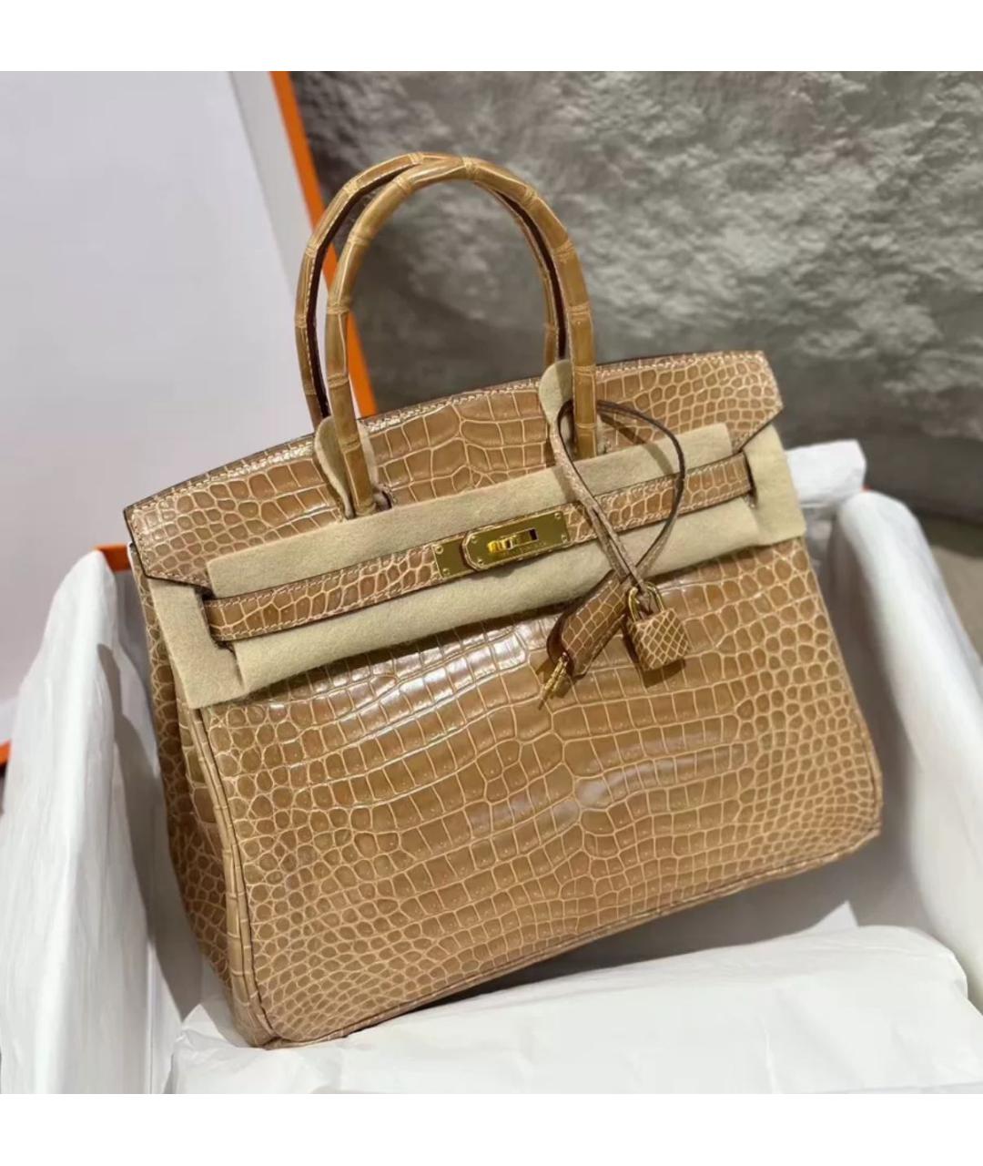 HERMES Горчичная кожаная сумка тоут, фото 3