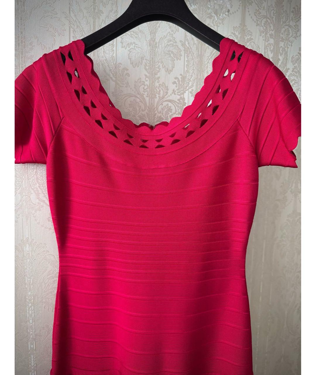 HERVE LEGER Красное вискозное коктейльное платье, фото 2