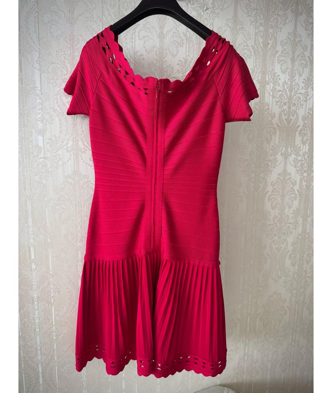 HERVE LEGER Красное вискозное коктейльное платье, фото 3