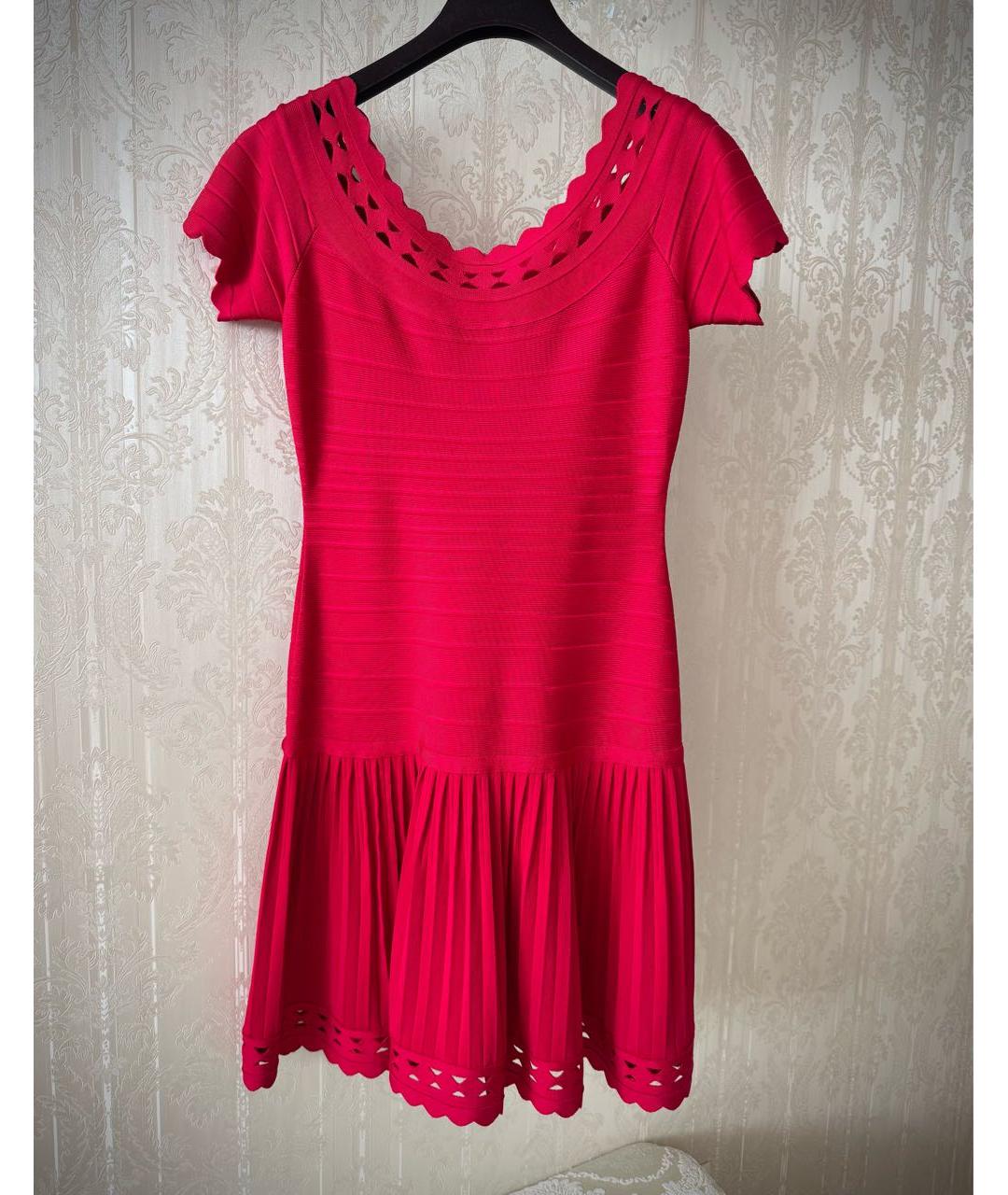HERVE LEGER Красное вискозное коктейльное платье, фото 5