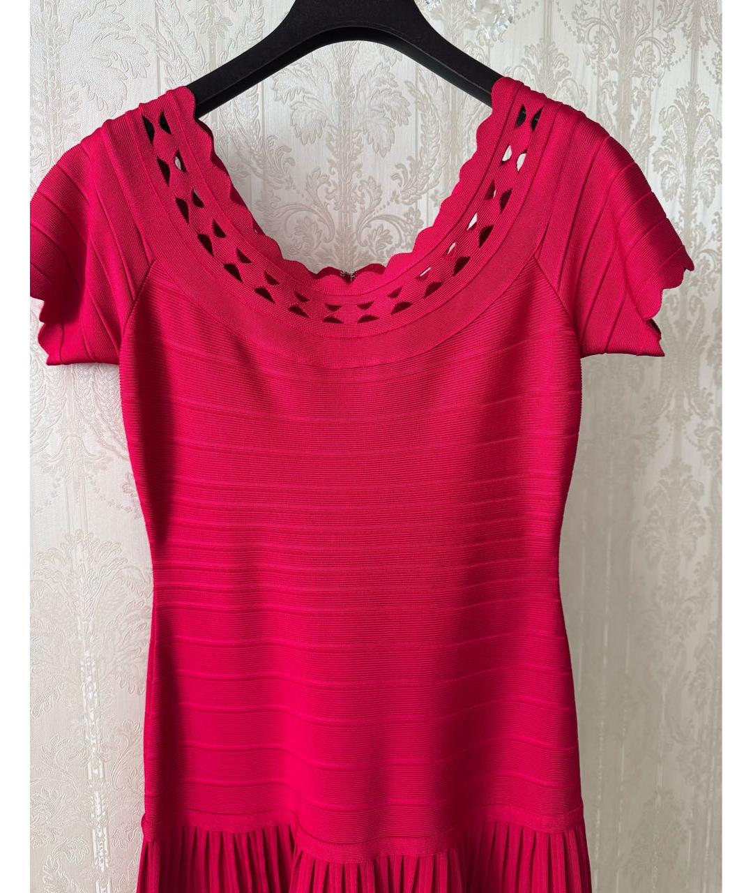HERVE LEGER Красное вискозное коктейльное платье, фото 4