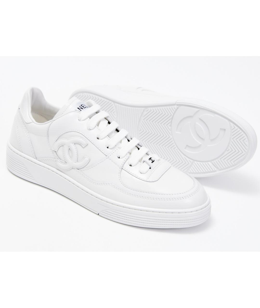 CHANEL Белые кожаные кеды, фото 4