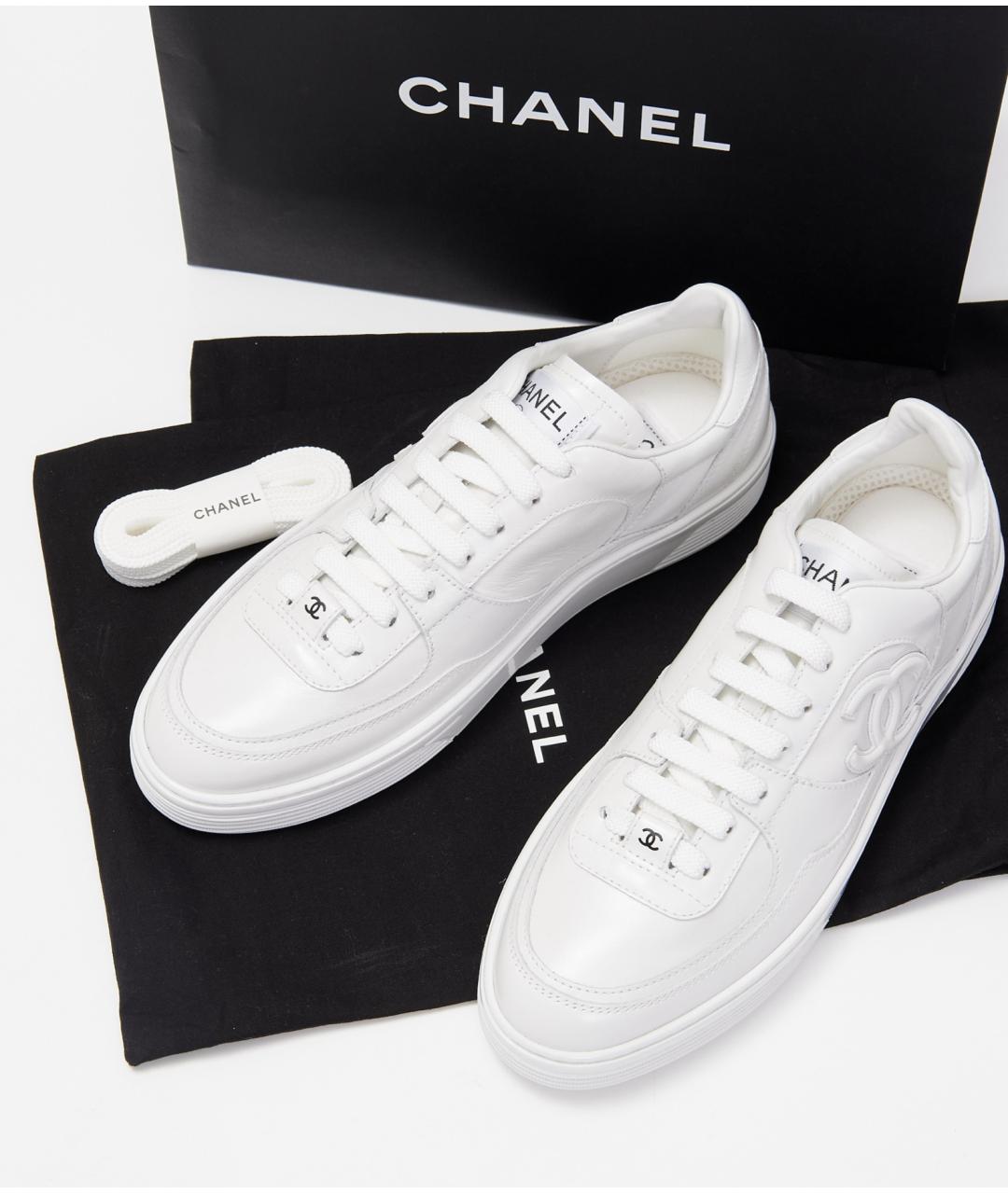 CHANEL Белые кожаные кеды, фото 5