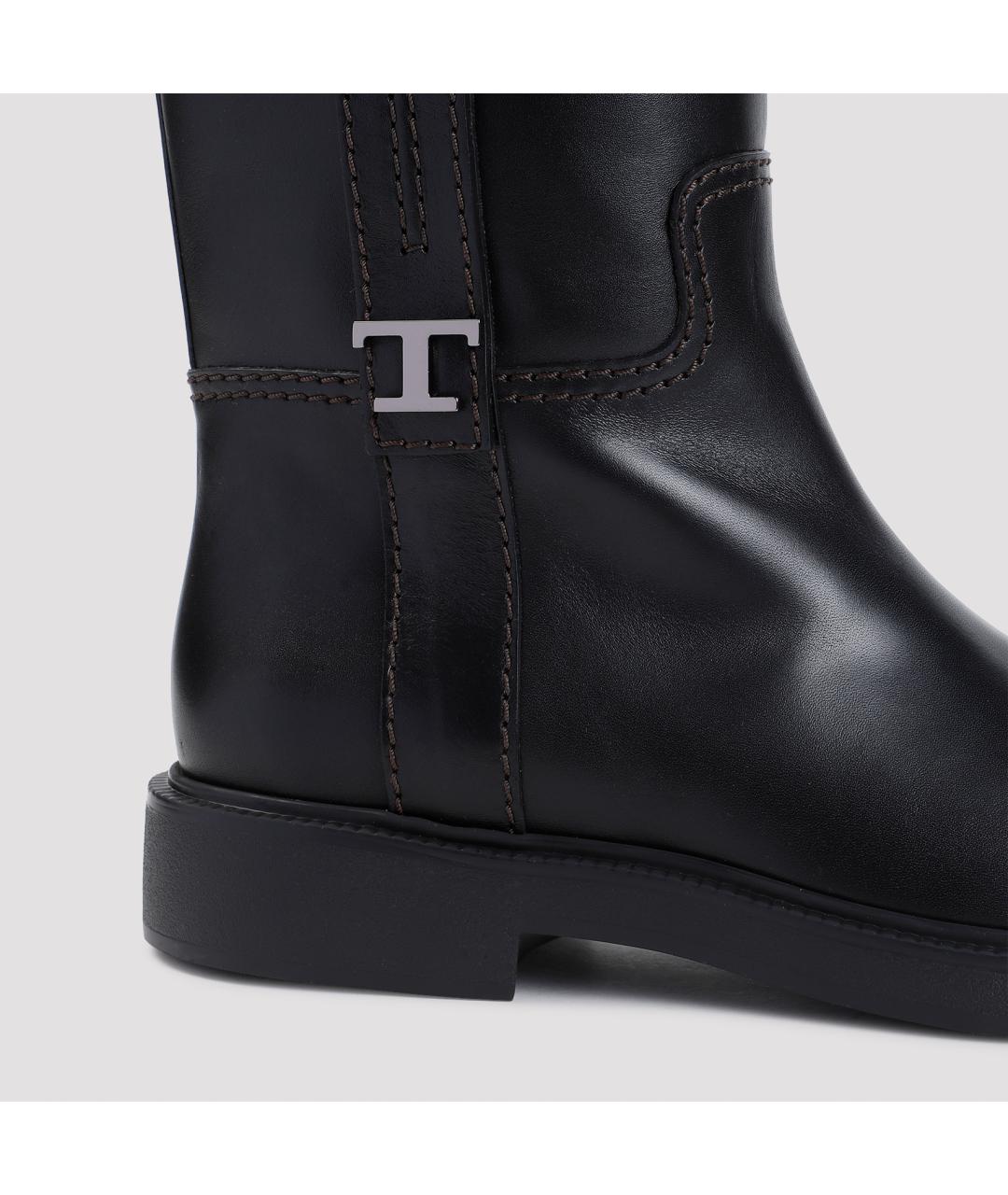 TOD'S Черные кожаные ботинки, фото 4