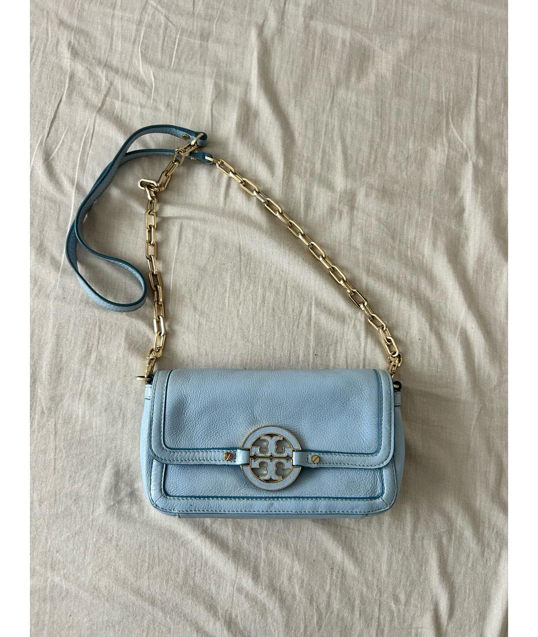 TORY BURCH Голубая кожаная сумка через плечо, фото 5