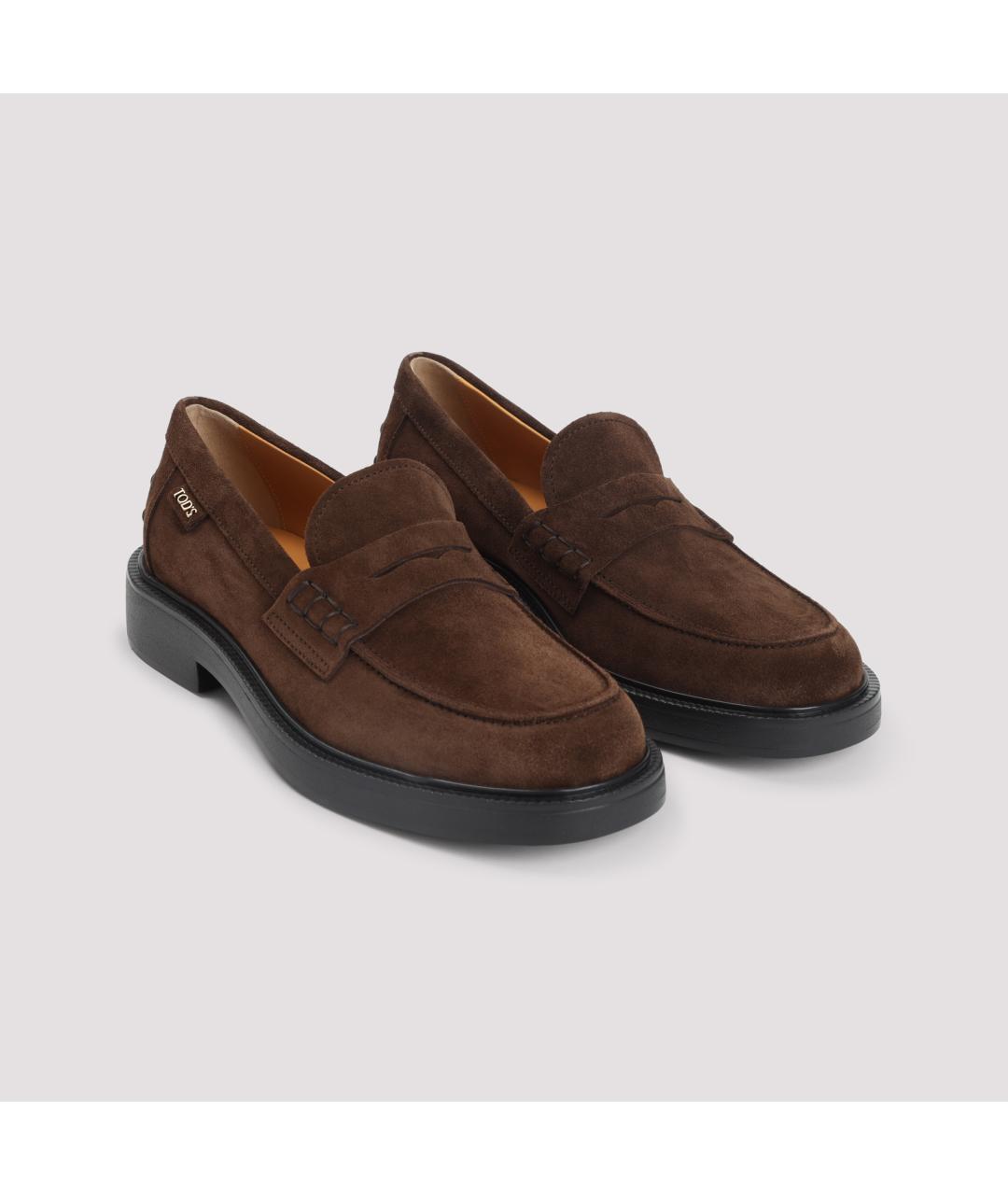 TOD'S Коричневые замшевые лоферы, фото 5