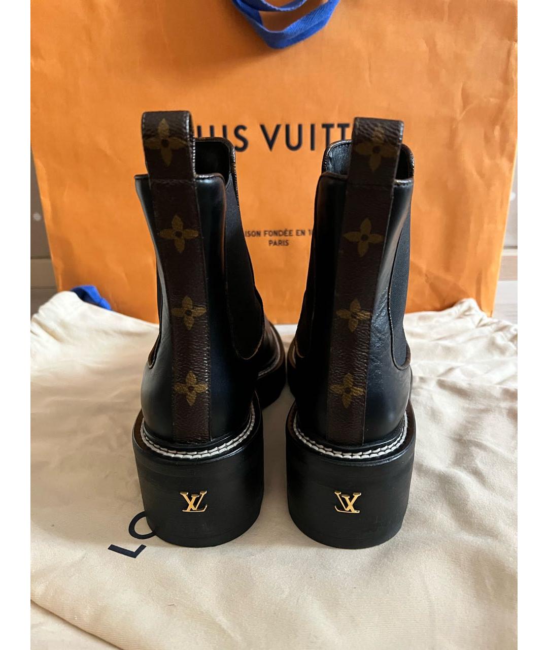 LOUIS VUITTON Черные кожаные ботинки, фото 4